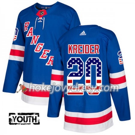 Dětské Hokejový Dres New York Rangers Chris Kreider 20 2017-2018 USA Flag Fashion Modrá Adidas Authentic